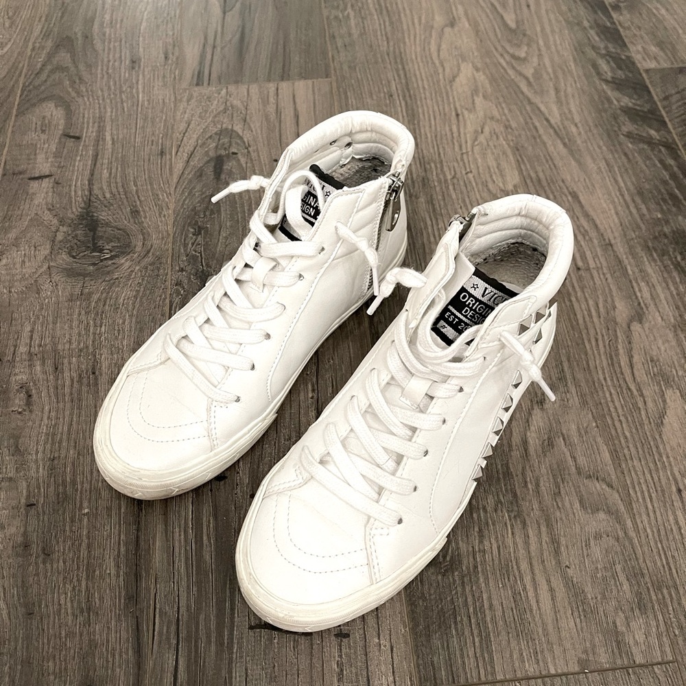 Vici White Studded High Top Sneaker, Size 7.5!